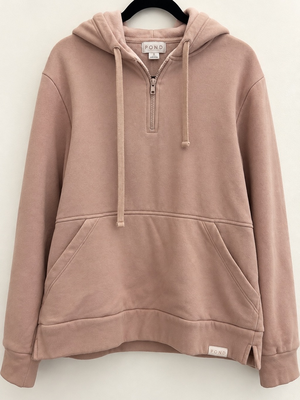 Title: POND Pink Half-Zip Hoodie with Built-In Sleep Mask – Size Small
